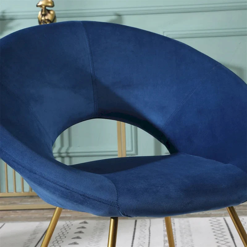 Fauteuil d'appoint en velours soyeux avec base dorée