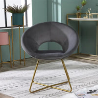 Fauteuil d'appoint en velours soyeux avec base dorée