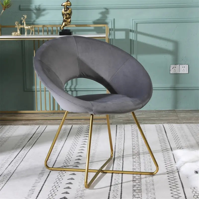 Fauteuil d'appoint en velours soyeux avec base dorée