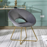 Fauteuil d'appoint en velours soyeux avec base dorée