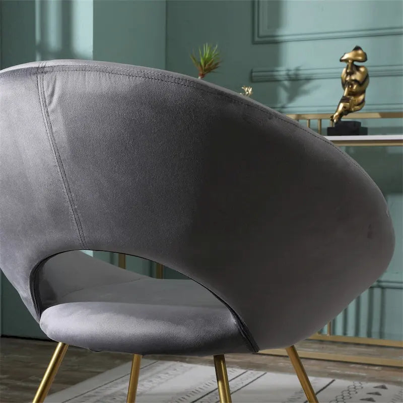 Fauteuil d'appoint en velours soyeux avec base dorée