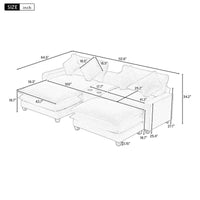 Canapé d'angle en chenille de 112,6 po avec deux poufs amovibles