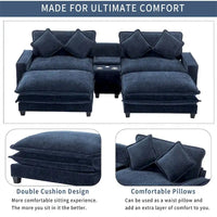Canapé d'angle en chenille de 112,6 po avec deux poufs amovibles