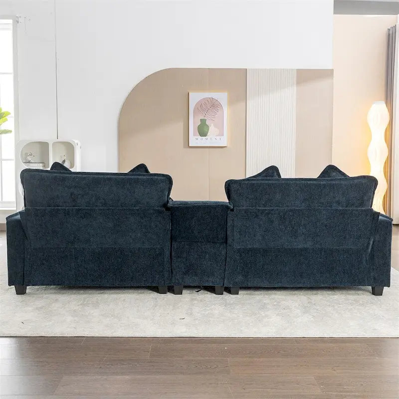 Canapé d'angle en chenille de 112,6 po avec deux poufs amovibles