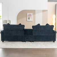 Canapé d'angle en chenille de 112,6 po avec deux poufs amovibles