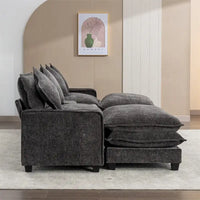 Canapé d'angle en chenille de 112,6 po avec deux poufs amovibles