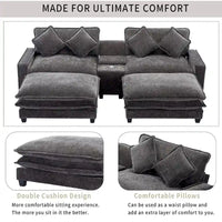 Canapé d'angle en chenille de 112,6 po avec deux poufs amovibles