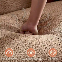 Canapé d'angle 4 places en tissu résistant avec cadre en bois massif
