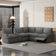 Canapé sectionnel d'angle inclinable électrique home cinéma 104 pouces avec boîte de rangement, porte-gobelets, ports USB et prise de courant