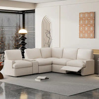 Canapé sectionnel d'angle inclinable électrique home cinéma 104 pouces avec boîte de rangement, porte-gobelets, ports USB et prise de courant