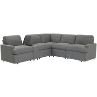 Canapé sectionnel d'angle inclinable électrique home cinéma 104 pouces avec boîte de rangement, porte-gobelets, ports USB et prise de courant
