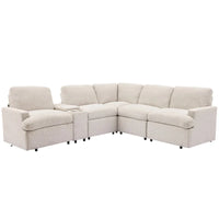 Canapé sectionnel d'angle inclinable électrique home cinéma 104 pouces avec boîte de rangement, porte-gobelets, ports USB et prise de courant