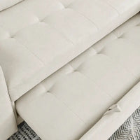 Canapé-lit sectionnel réversible beige de 78,5 pouces avec chaise longue de rangement et pochette latérale - 78,5 larg. x 49 prof. x 31 haut.