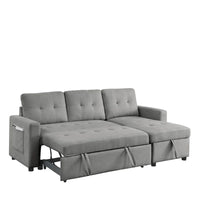 Canapé-lit sectionnel réversible beige de 78,5 pouces avec chaise longue de rangement et pochette latérale - 78,5 larg. x 49 prof. x 31 haut.