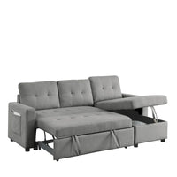 Canapé-lit sectionnel réversible beige de 78,5 pouces avec chaise longue de rangement et pochette latérale - 78,5 larg. x 49 prof. x 31 haut.