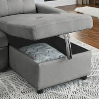 Canapé-lit sectionnel réversible beige de 78,5 pouces avec chaise longue de rangement et pochette latérale - 78,5 larg. x 49 prof. x 31 haut.