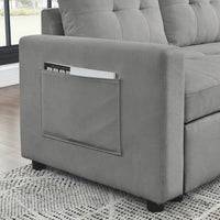 Canapé-lit sectionnel réversible beige de 78,5 pouces avec chaise longue de rangement et pochette latérale - 78,5 larg. x 49 prof. x 31 haut.