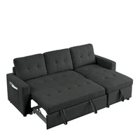Canapé-lit sectionnel réversible beige de 78,5 pouces avec chaise longue de rangement et pochette latérale - 78,5 larg. x 49 prof. x 31 haut.