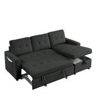 Canapé-lit sectionnel réversible beige de 78,5 pouces avec chaise longue de rangement et pochette latérale - 78,5 larg. x 49 prof. x 31 haut.