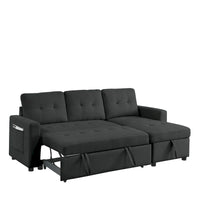 Canapé-lit sectionnel réversible beige de 78,5 pouces avec chaise longue de rangement et pochette latérale - 78,5 larg. x 49 prof. x 31 haut.