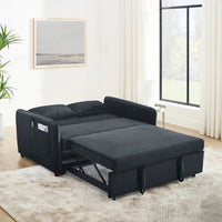 Canapé double en velours polyvalent 3-en-1 avec lit gigogne