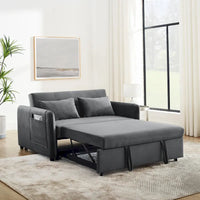 Canapé double en velours polyvalent 3-en-1 avec lit gigogne