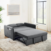 Canapé double en velours polyvalent 3-en-1 avec lit gigogne