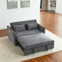 Canapé double en velours polyvalent 3-en-1 avec lit gigogne