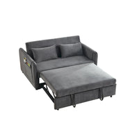 Canapé double en velours polyvalent 3-en-1 avec lit gigogne