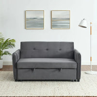 Canapé double en velours polyvalent 3-en-1 avec lit gigogne