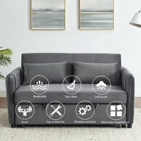 Canapé double en velours polyvalent 3-en-1 avec lit gigogne