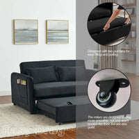 Canapé double en velours polyvalent 3-en-1 avec lit gigogne