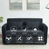 Canapé double en velours polyvalent 3-en-1 avec lit gigogne
