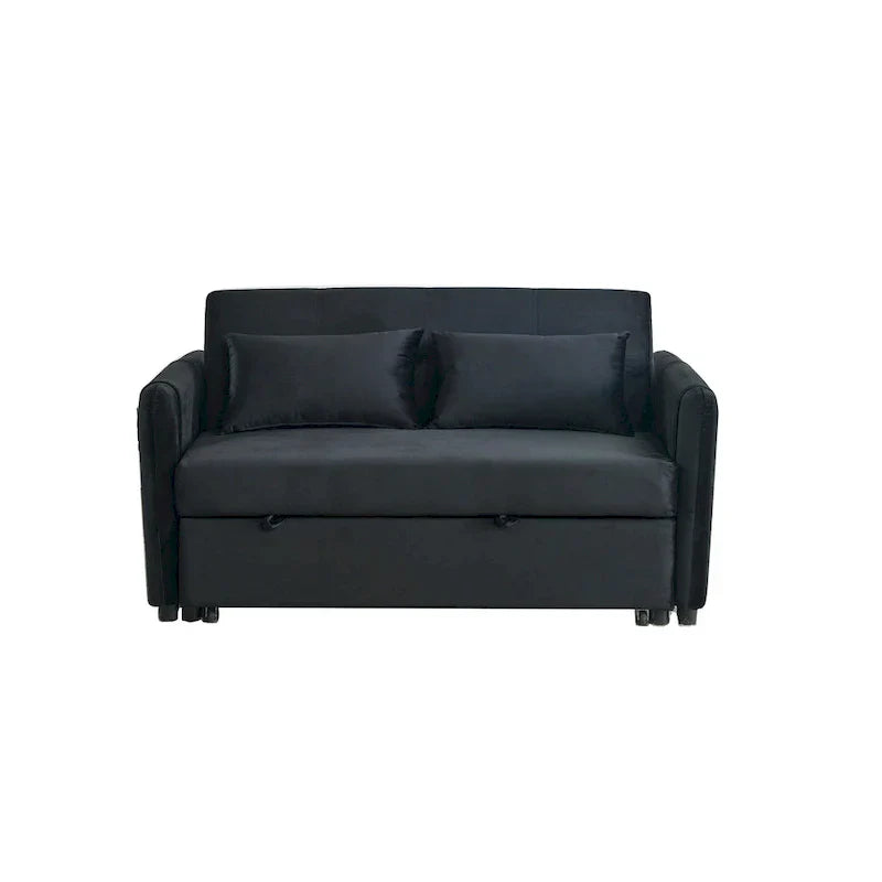 Canapé double en velours polyvalent 3-en-1 avec lit gigogne