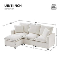Canapé sectionnel modulaire moderne en chenille avec 2 coussins