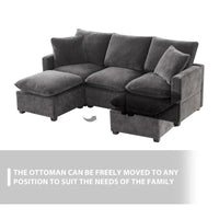 Canapé sectionnel modulaire moderne en chenille avec 2 coussins