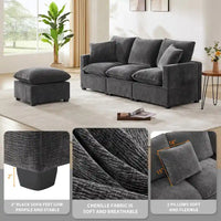 Canapé sectionnel modulaire moderne en chenille avec 2 coussins