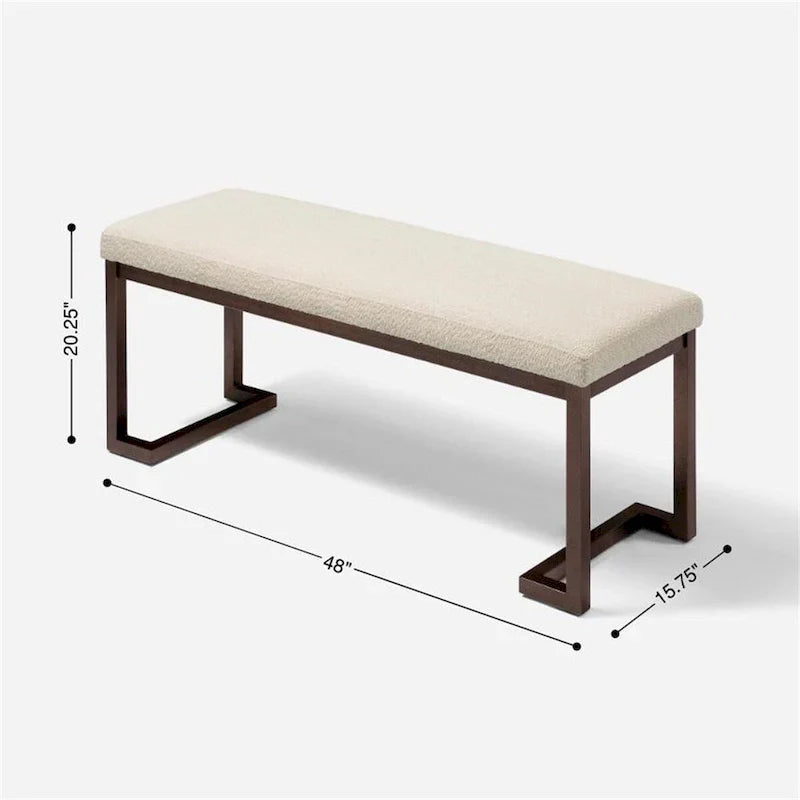Banc design contemporain en tissu bouclé