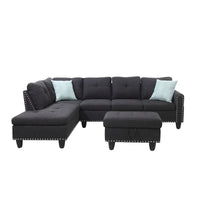 Canapé Accoudoir Gauche Alger 98 pouces de large avec Méridienne et Pouf - 98L x 71P x 33H pouces