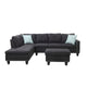 Canapé Accoudoir Gauche Alger 98 pouces de large avec Méridienne et Pouf - 98L x 71P x 33H pouces