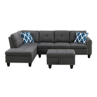 Canapé Accoudoir Gauche Alger 98 pouces de large avec Méridienne et Pouf - 98L x 71P x 33H pouces