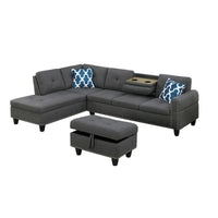 Canapé Accoudoir Gauche Alger 98 pouces de large avec Méridienne et Pouf - 98L x 71P x 33H pouces