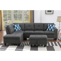 Canapé Accoudoir Gauche Alger 98 pouces de large avec Méridienne et Pouf - 98L x 71P x 33H pouces