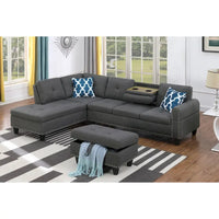 Canapé Accoudoir Gauche Alger 98 pouces de large avec Méridienne et Pouf - 98L x 71P x 33H pouces