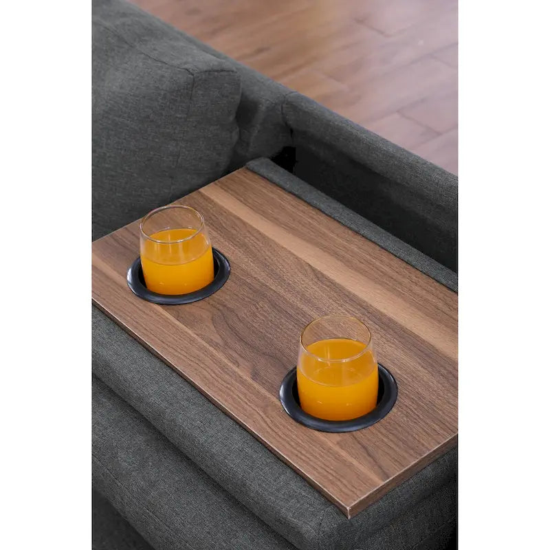 Canapé Accoudoir Gauche Alger 98 pouces de large avec Méridienne et Pouf - 98L x 71P x 33H pouces
