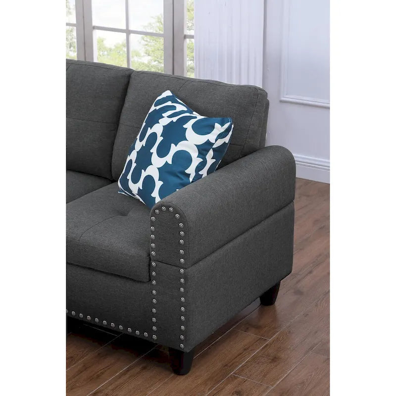 Canapé Accoudoir Gauche Alger 98 pouces de large avec Méridienne et Pouf - 98L x 71P x 33H pouces