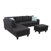 Canapé Accoudoir Gauche Alger 98 pouces de large avec Méridienne et Pouf - 98L x 71P x 33H pouces