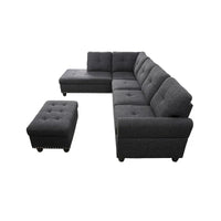Canapé Accoudoir Gauche Alger 98 pouces de large avec Méridienne et Pouf - 98L x 71P x 33H pouces