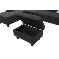 Canapé Accoudoir Gauche Alger 98 pouces de large avec Méridienne et Pouf - 98L x 71P x 33H pouces