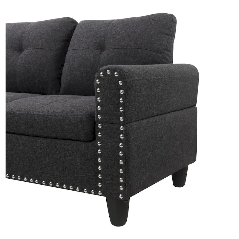Canapé Accoudoir Gauche Alger 98 pouces de large avec Méridienne et Pouf - 98L x 71P x 33H pouces